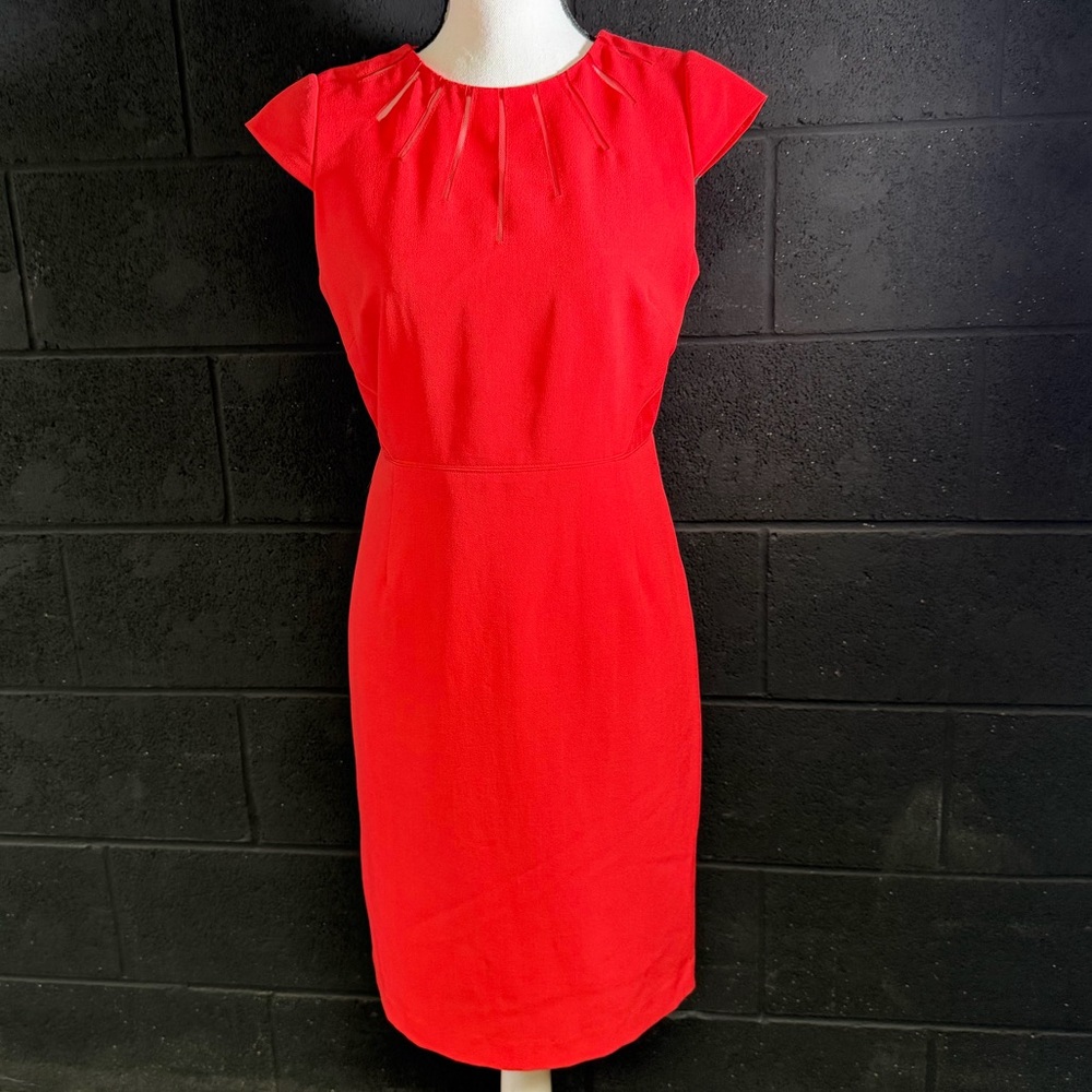 Adrianna Papell Vibrant Red Midi Cocktail Dress